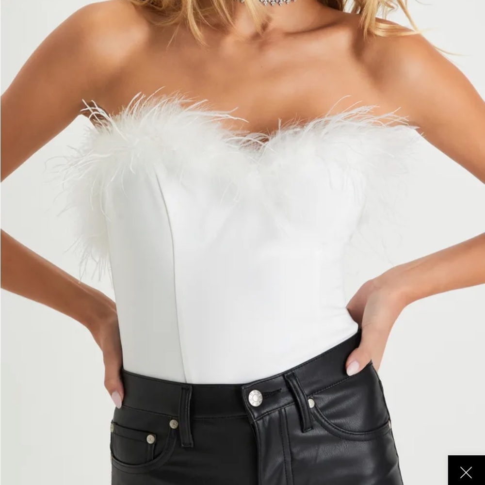 Lulus White Feather Trim Crop Top